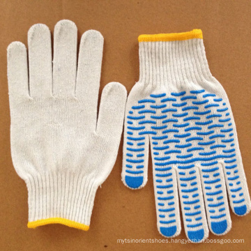 10gauge blench white blue PVC wave-dot glove